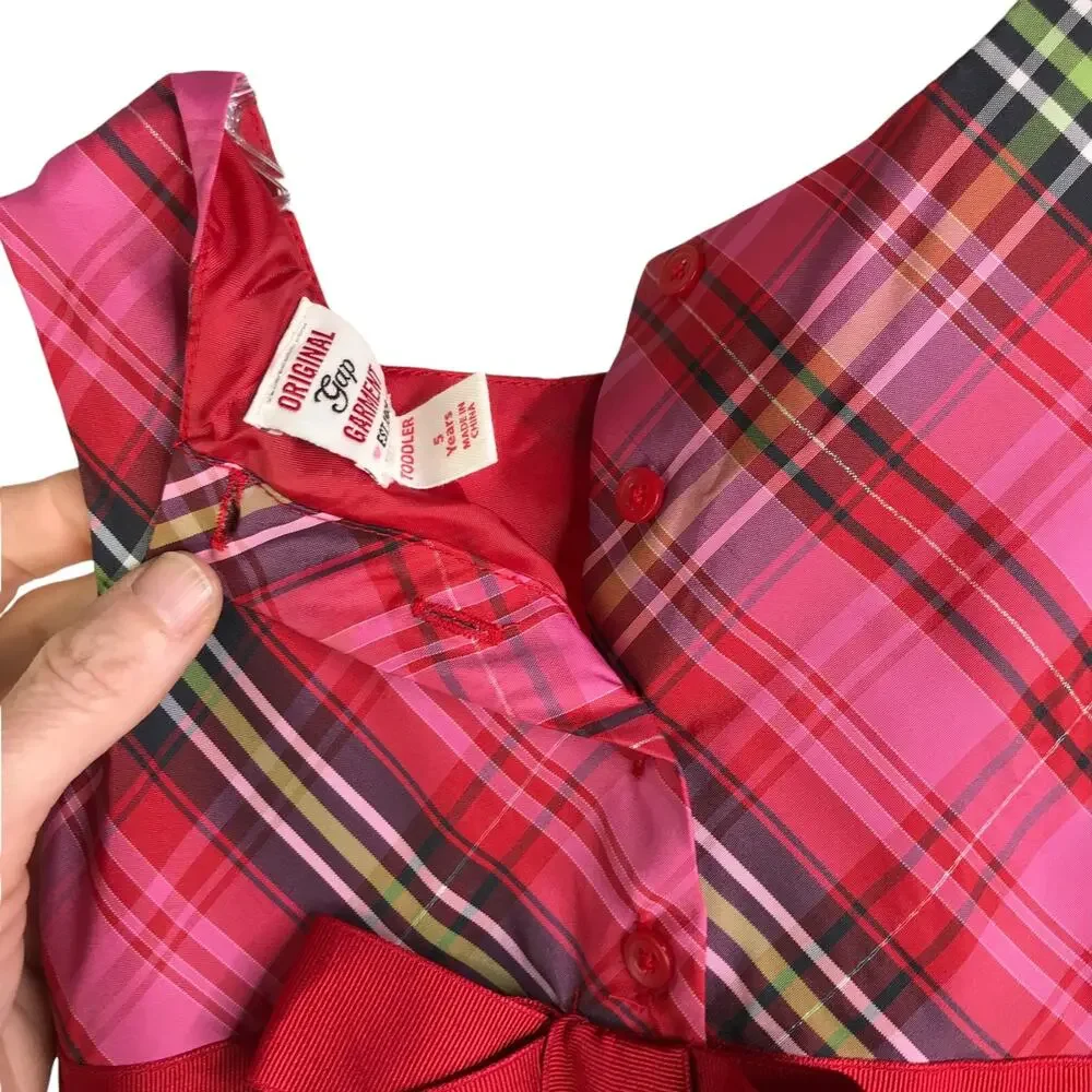 Gap Dress Toddler Girl s 5‎ Red Tartan Plaid Christmas Holiday Sleeveless